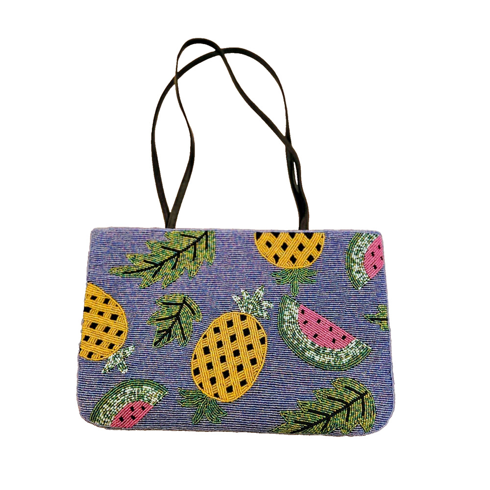 NWOT vintage Beaded pineapple Watermelon tropical Y & S Boho Handbag Purse